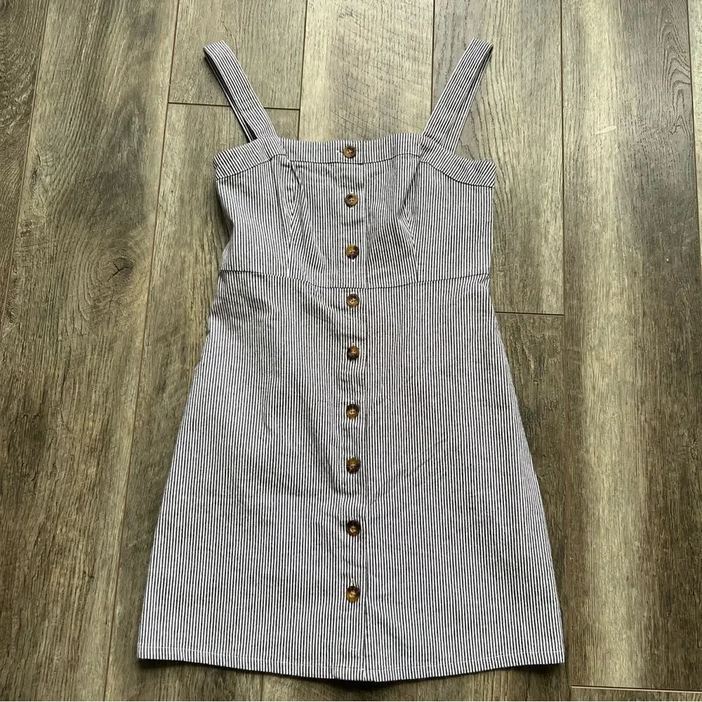 Hollister Pinstripe Button Down Striped Mini Dress Size Small - Picture 11 of 15